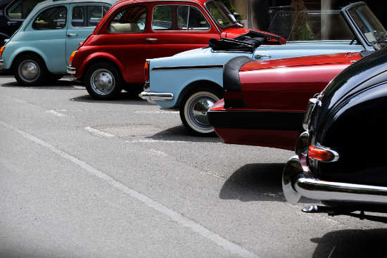 Lineup of classic cars