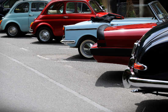 classic cars parked