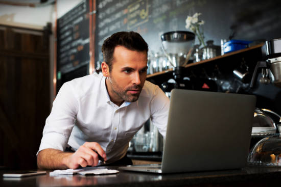 man working on a laptop