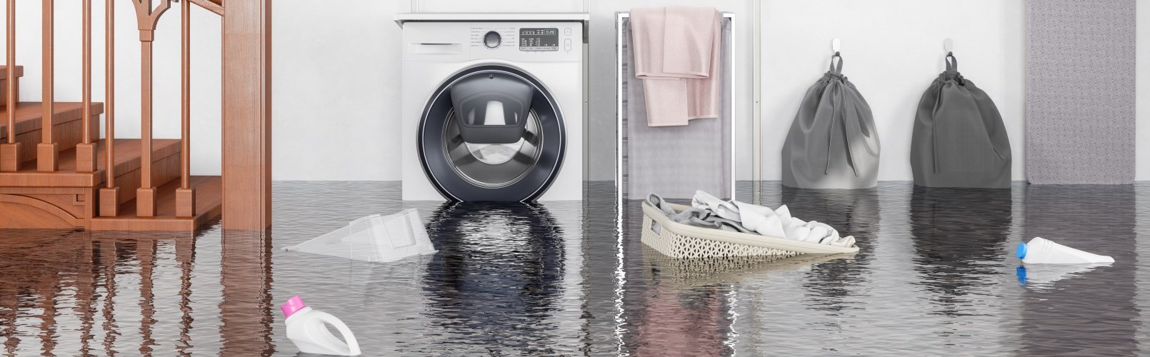 flooded basement laundry room